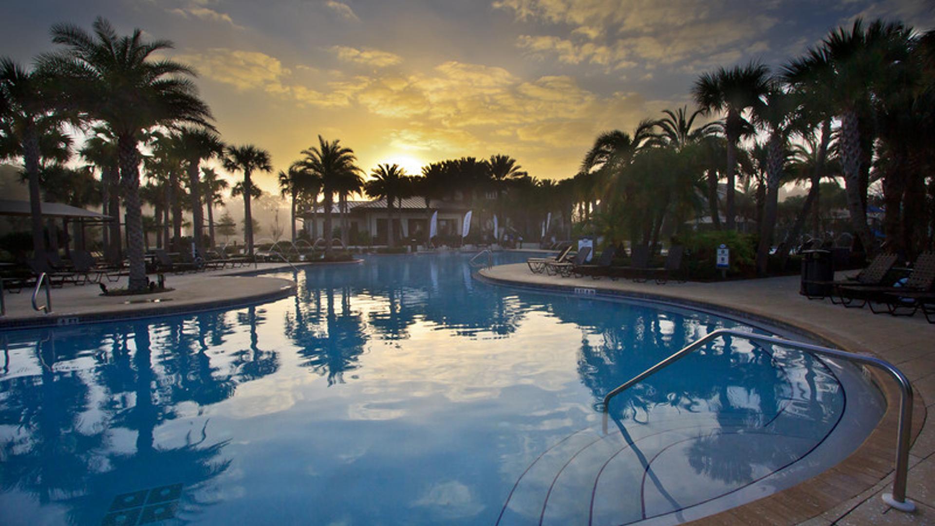 Enjoy gorgeous Florida sunsets poolside