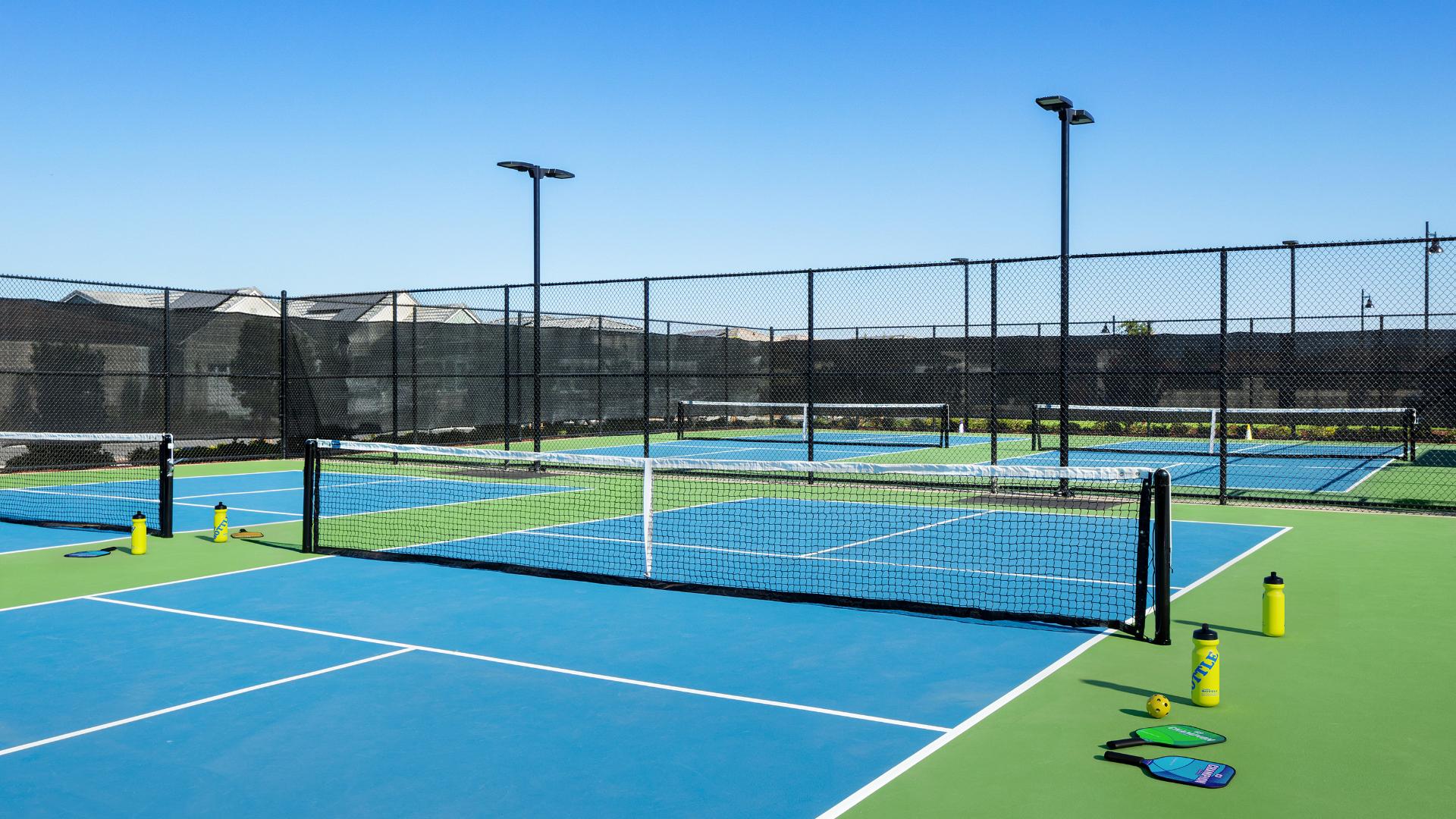 Seven pickleball courts for games and tournaments