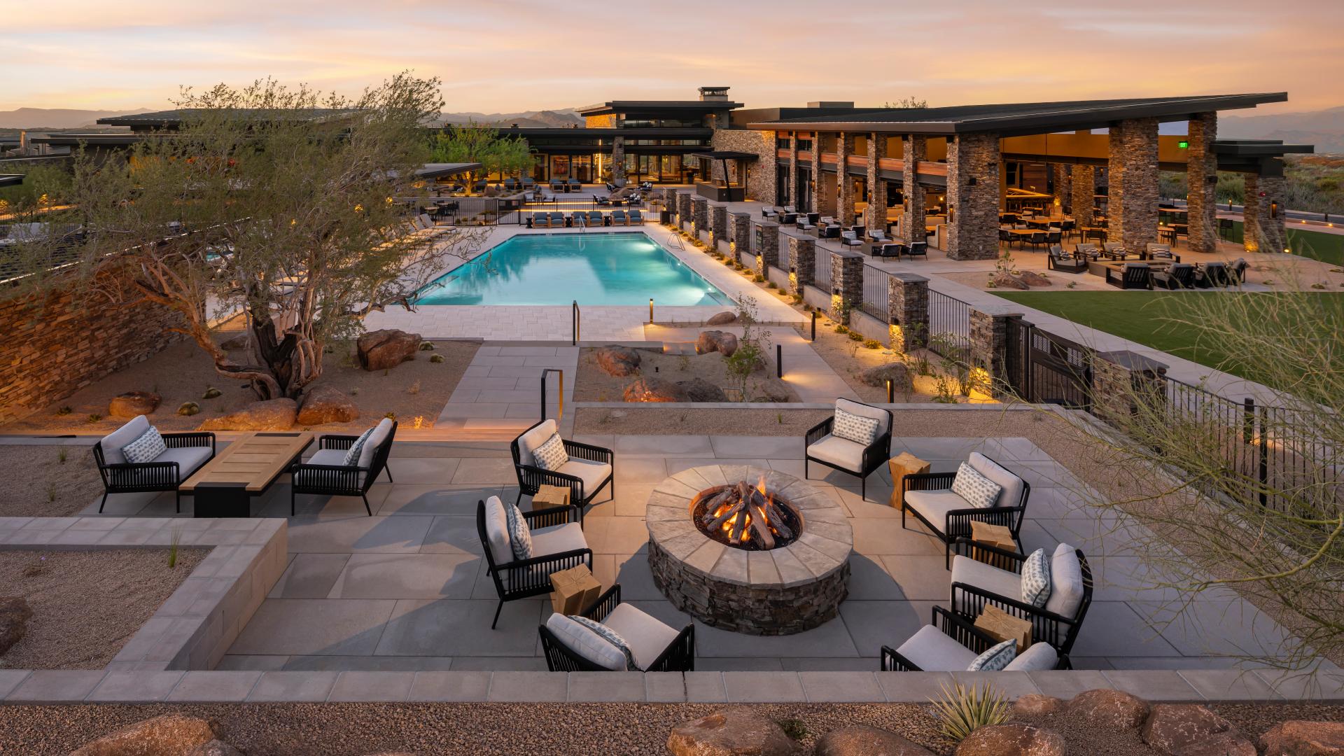 Resort-style pools and outdoor gathering areas