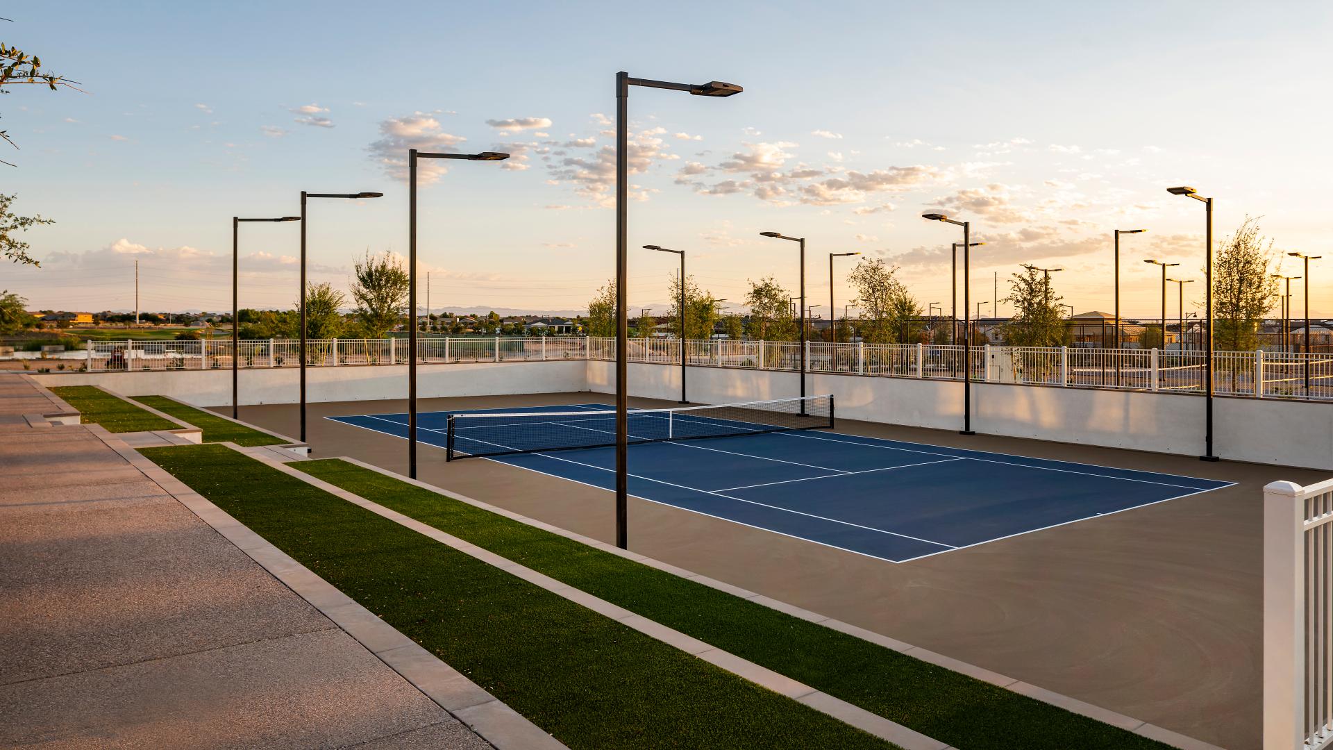 Outdoor tennis, pickleball, and bocce ball courts for year-round enjoyment