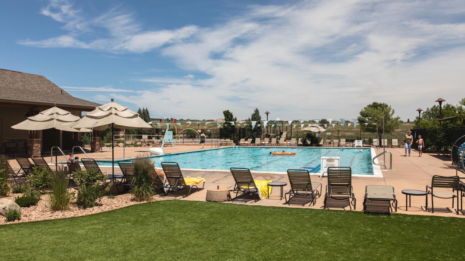 Spend time soaking in the sun or swimming in the Junior Olympic-sized community pool