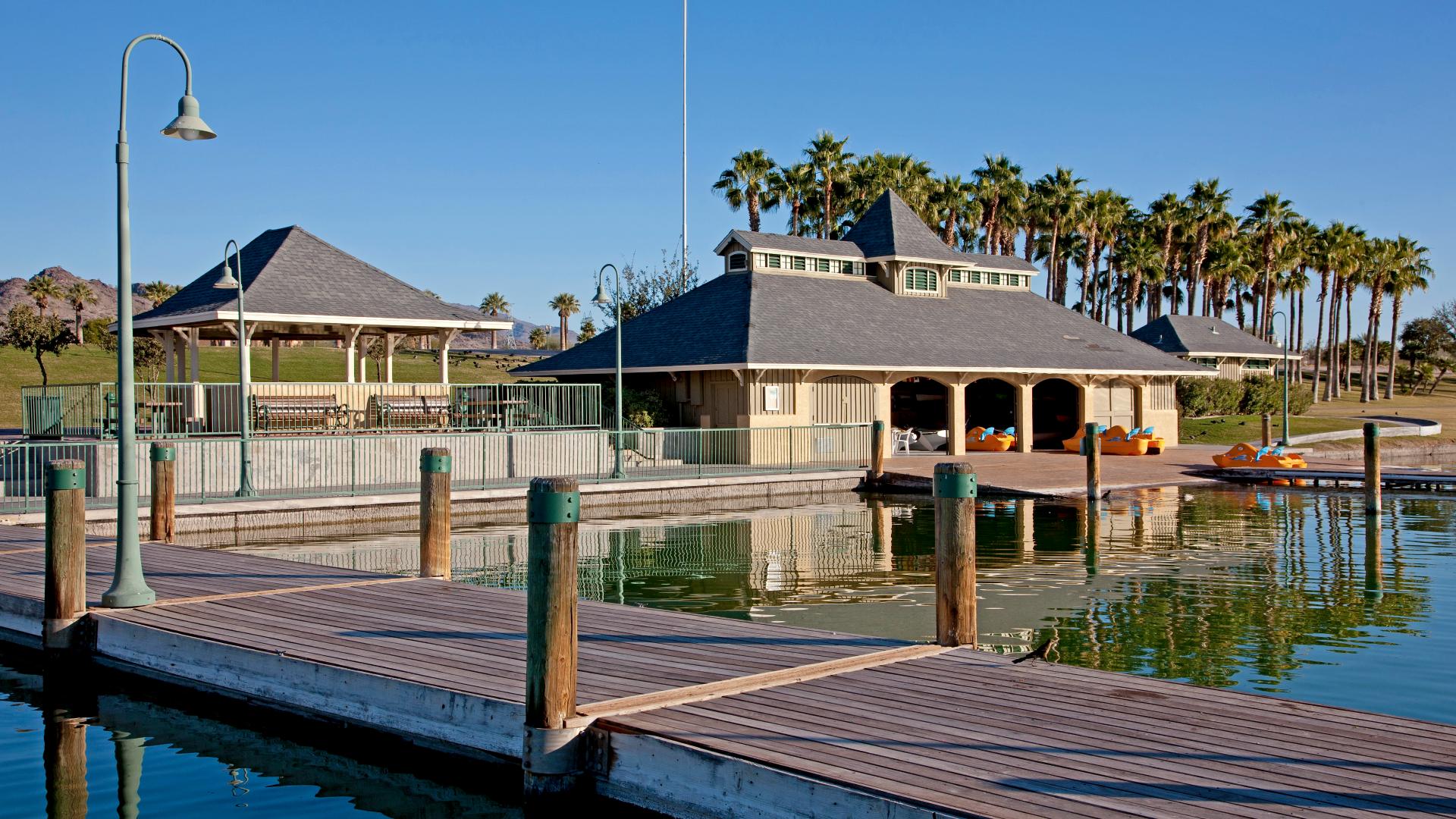 Enjoy outdoor recreation with 72+ acres of lakes and the Estrella Yacht Club